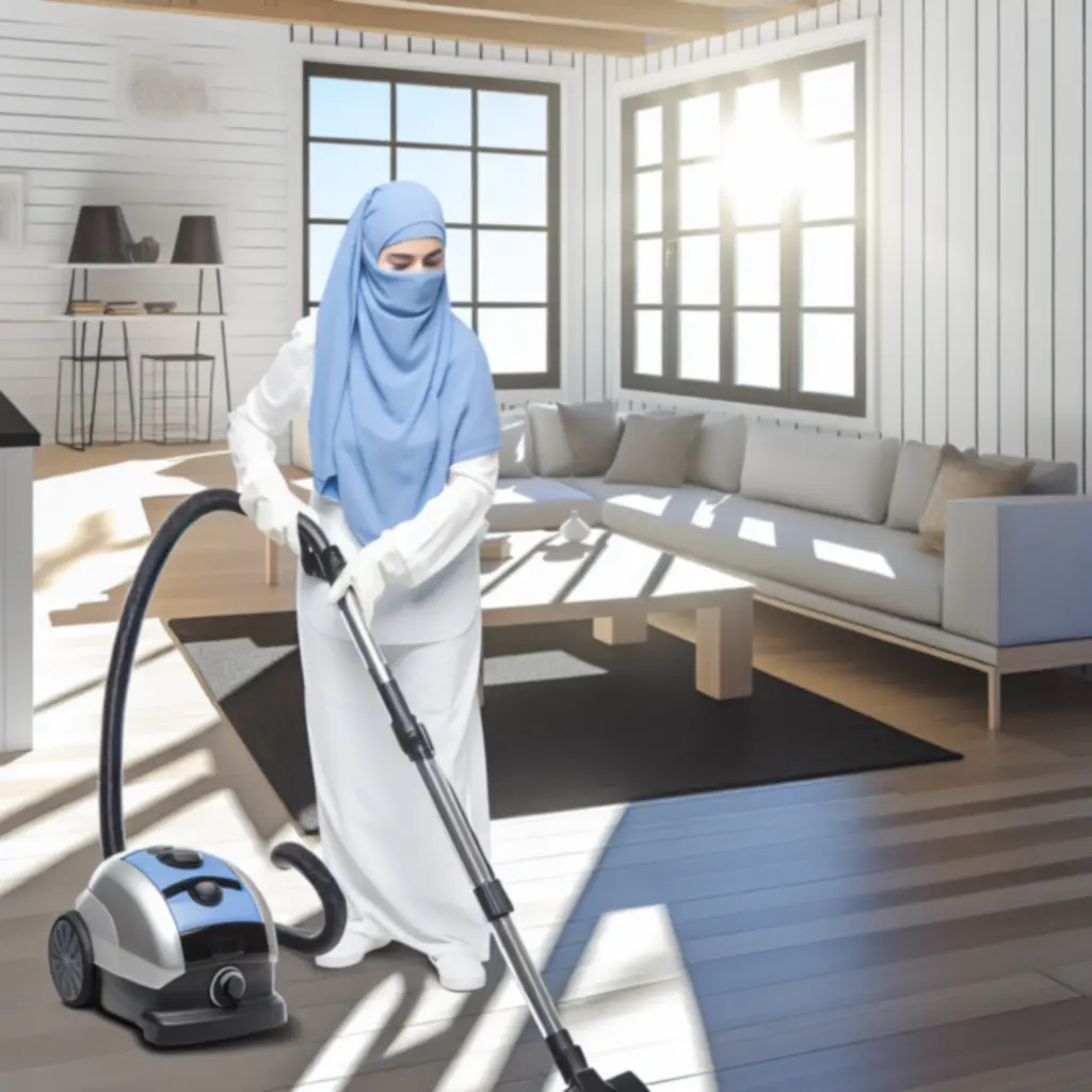 Schoonmaker die een werkruimte periodiek reinigt