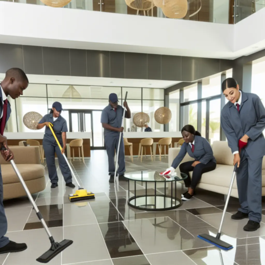 Schoonmaakteam van Was Service Pro professioneel aan het werk