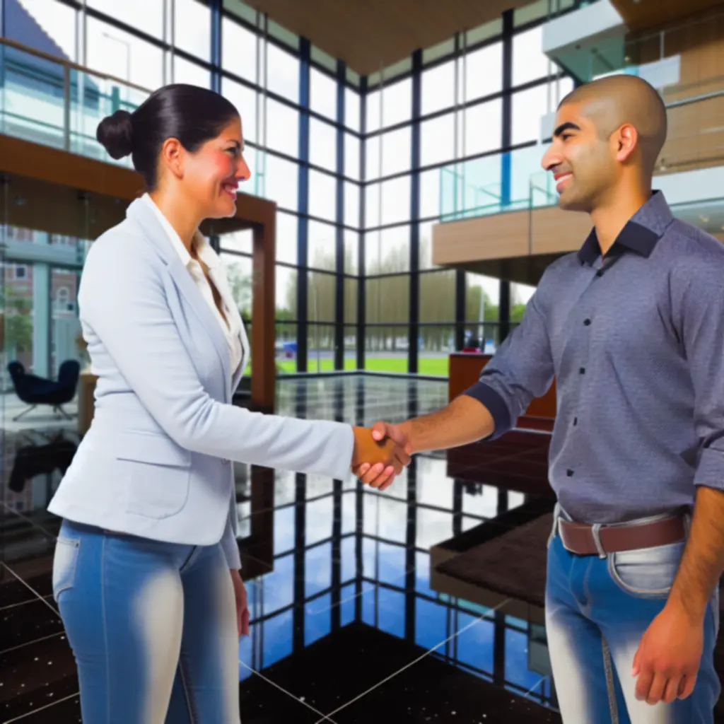 Zakelijke succescase met schoon en modern kantoorinterieur